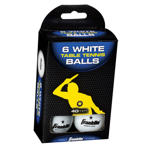 Table Tennis Balls, 1-Star, White  pack of 6