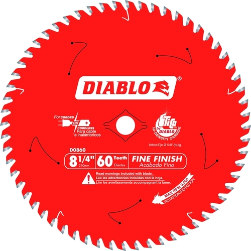 Circular Saw Blade 8-1/4" D X 5/8" TiCo Hi-Density Carbide 60 teeth Fine