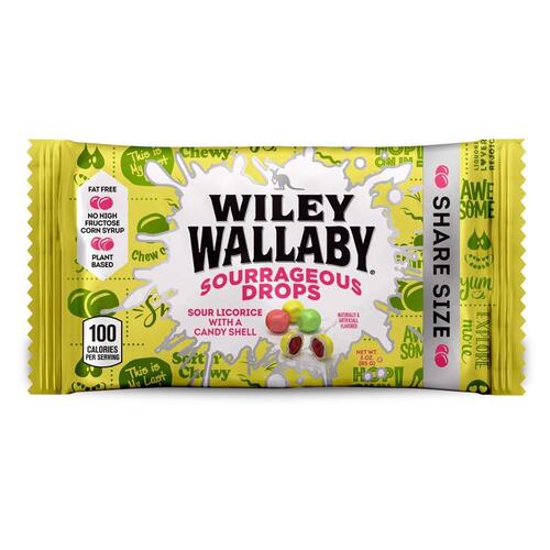 Wiley Wallaby 220676-XCP18 Licorice Candy Sourageous Drops 3 oz - pack of 18
