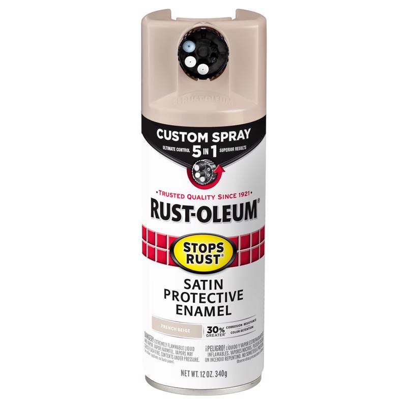 Rust-Oleum 376879 Rust Preventative Spray Paint, Satin, French Beige, 12 oz, Can