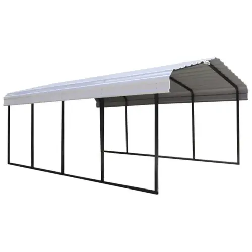 Carport 12 ft. x 20 ft. Metal Horizontal Peak without Floor Kit Eggshell