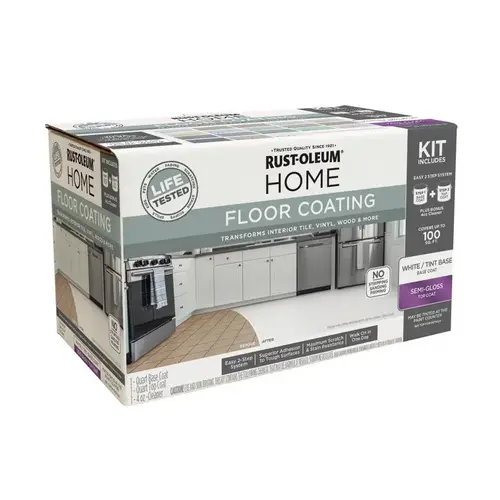 Floor Coating Kit Home Semi-Gloss White Tint Base 1 qt White