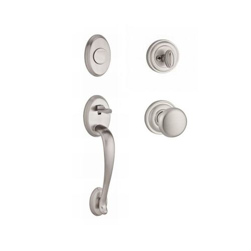 Full Dummy Columbus Handleset Round Knob and Traditional Round Rose Satin Nickel Finish