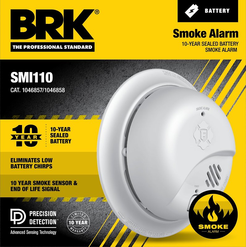 BRK 1046858 Smoke Detector 10 Year Battery-Powered Ionization White