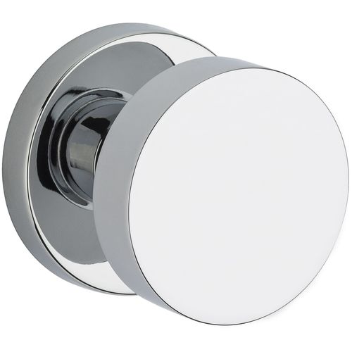 Passage Contemporary Knob with Contemporary Round Rose with 6AL Latch and Dual Strike Bright Chrome Finish