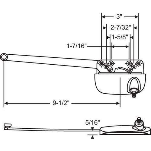 Single Arm Ellipse Casement Op 9 1/2in Straight Arm Chestnut Bronze