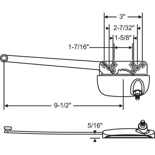 Single Arm Ellipse Casement Op 9 1/2in Straight Arm New Coppertone