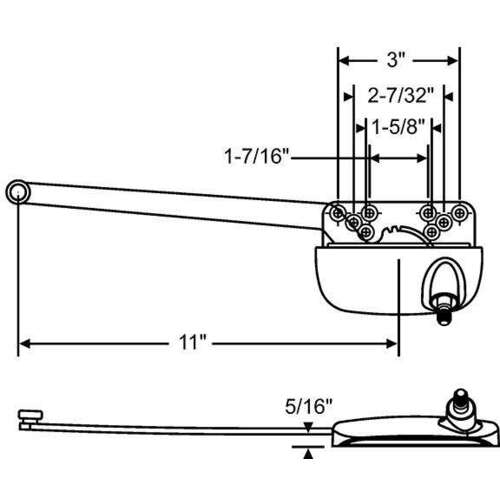 Single Arm Ellipse Casement Op 11in ARM -- Bronze