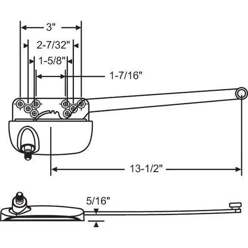 Single Arm Ellipse Casement Op 13in Aluminum Handle Sold Seperately