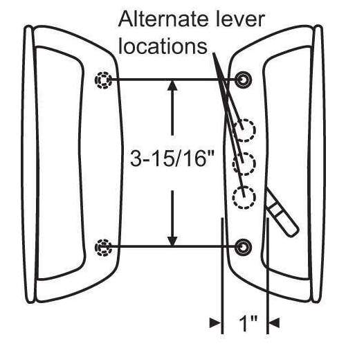 Patio Door Handle Black with Keeper and Lock