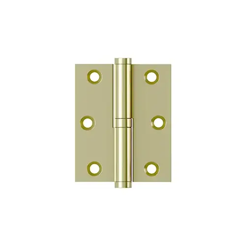 Left Hand 3" x 2-1/2" Square Lift-Off Hinge Unlacquered Brass Finish