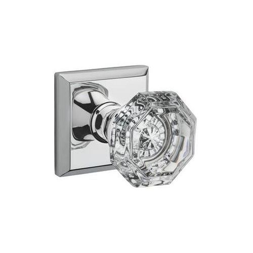 Full Dummy Crystal Knob and Traditional Square Rose Bright Chrome Finish