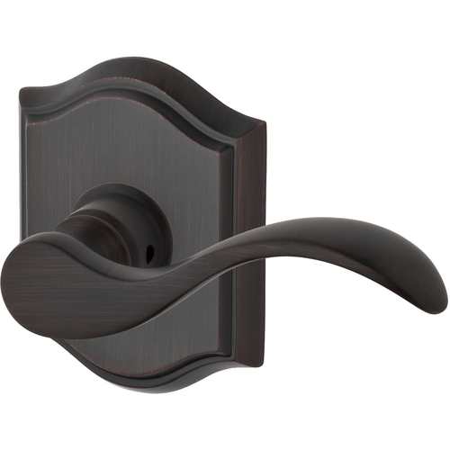 Privacy Curved Lever and Traditional Arch Rose with 6AL Latch and Dual Strike Venetian Bronze Finish