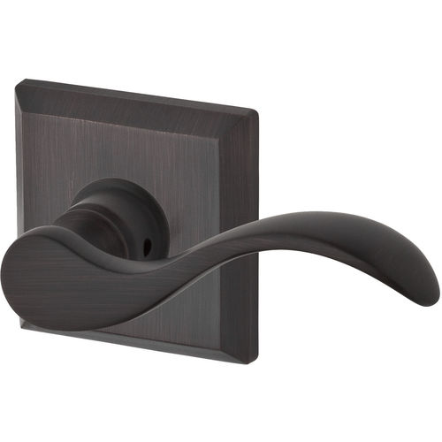 Privacy Curved Lever and Traditional Square Rose with 6AL Latch and Dual Strike Venetian Bronze Finish