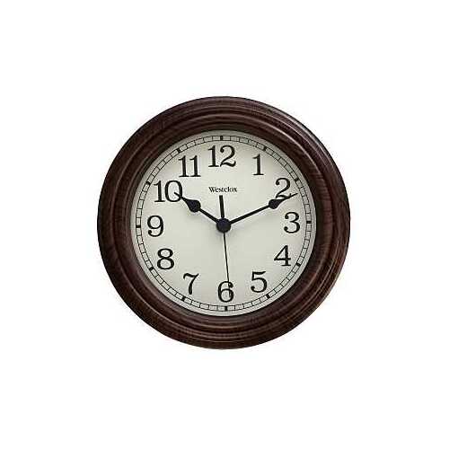 Westclox 33883P Classic Series Clock, Round, Almond Frame, Wood Clock Face, Analog