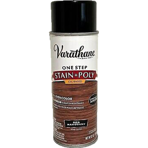 Varathane 243867 Stain and Poly Spray Semi-Transparent Semi-Gloss Red Mahogany Oil-Based Polyurethane 12 oz Red Mahogany