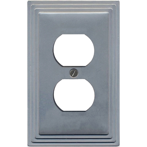 ATRON 65D Wallplate, 4-3/4 in L, 3.13 in W, 1-Gang, Metal, Satin Nickel