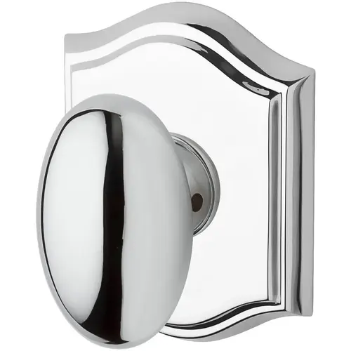 Entry Ellipse Knob and Traditional Arch Rose with 6AL Latch and Dual Strike Bright Chrome Finish