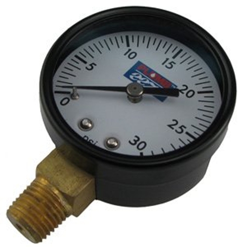 Pressure Gauge, 1/4 in Connection, MPT, 2 in Dial, Steel Gauge Case, 0 to 100 psi