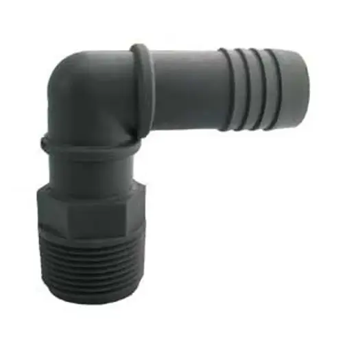 Combination Pipe Elbow, 3/4 in, MPT x Insert, 90 deg Angle, Polypropylene, Gray