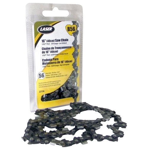 Chainsaw Chain, 0.05 in Gauge, 3/8 in TPI/Pitch, 56-Link Black