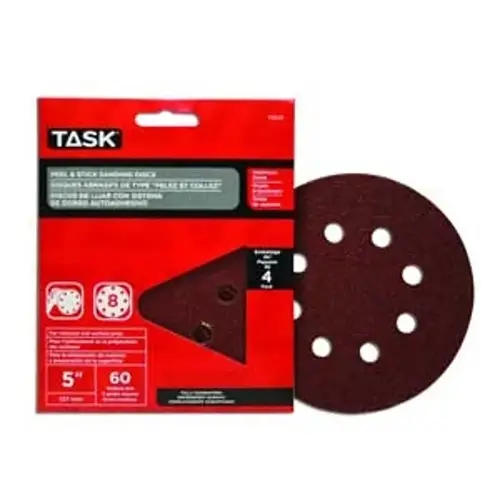 Sanding Disc, 5 in Dia, 240 Grit, Aluminum Oxide Abrasive, 8-Hole