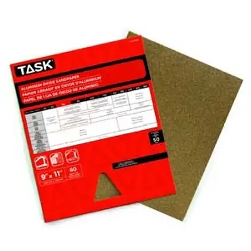 Sandpaper, 11 in L, 9 in W, Very Fine, 150 Grit, Aluminum Oxide Abrasive, Paper Backing - pack of 50