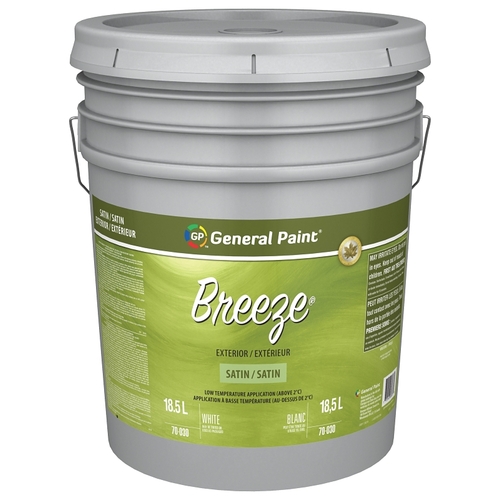 Breeze Exterior Paint, Satin, White, 5 gal Pail