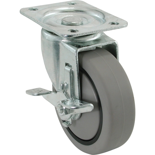 Swivel Wheel Caster, 3 in Dia Wheel, 180 lb Load, Thermoplastic Rubber, Gray