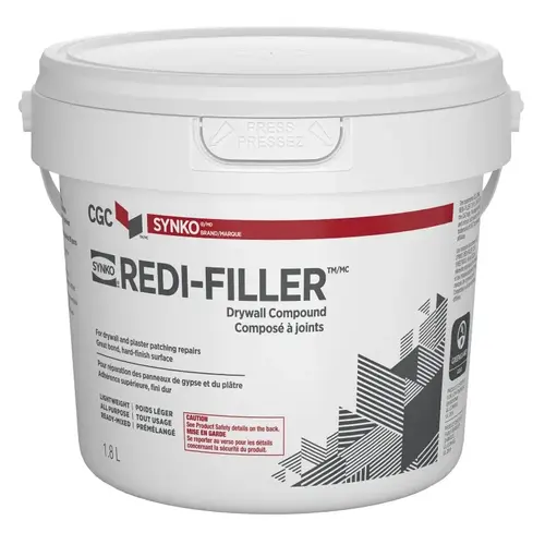 Redi-Filler Drywall Compound, Paste, Off White, 1.8 L