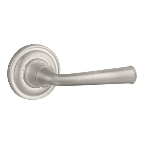 Privacy Federal Lever and Traditional Round Rose with 6AL Latch and Dual Strike Satin Nickel Finish