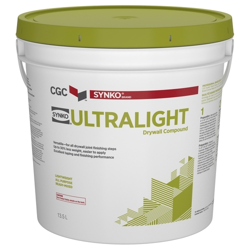 Synko 330130 UltraLight Drywall Compound, Paste, Off White, 13.5 L