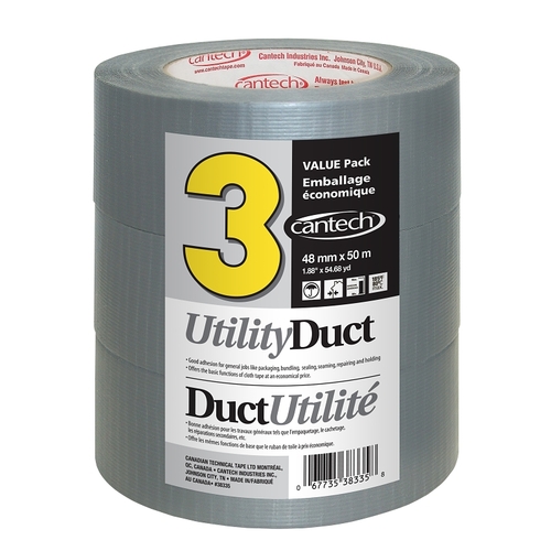Cantech 383354850 TAPE DUCT UTILITY GRY 48MMX50M - pack of 3