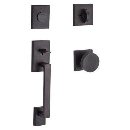 Full Dummy La Jolla Handleset Contemporary Lever and Contemporary Square Rose Venetian Bronze Finish