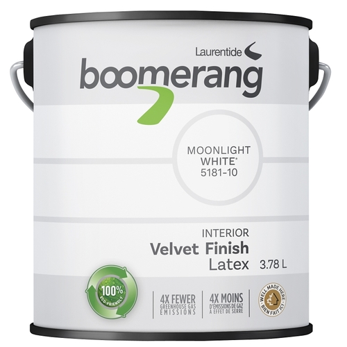 boomerang 5181-10L19 5181 Series Interior Paint, Velvet Sheen, Moonlight, 3.78 L, 40 sq-m Coverage Area