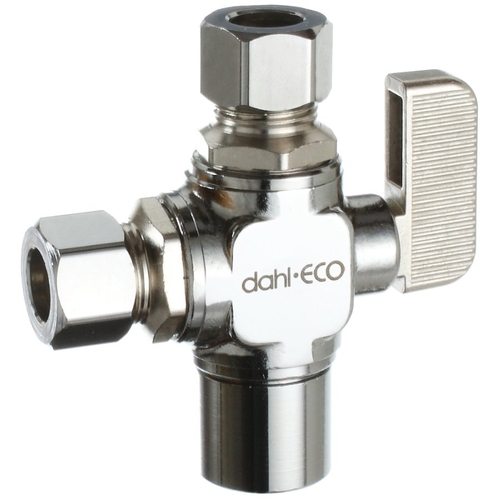 Ball Valve, 1/2 x 3/8 x 3/8 in Connection, Solder x Compression, Manual Actuator, Brass Body