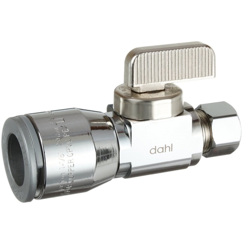 Dahl Brothers 511-QG3-31 Supply Stop Valve, 1/2 x 3/8 in Connection, Compression, 125 psi Pressure, Manual Actuator, Brass Body