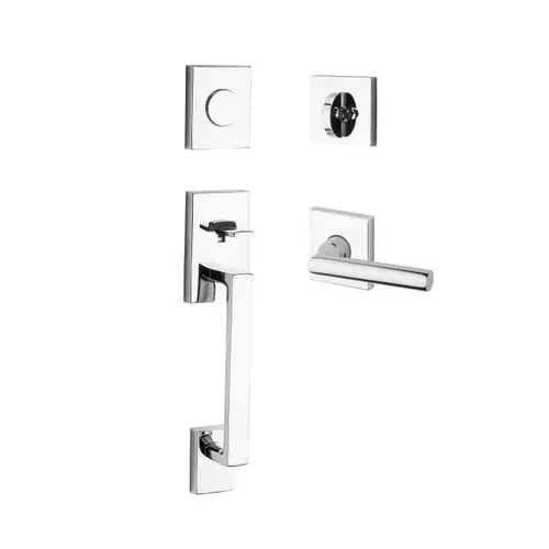 Full Dummy La Jolla Handleset Square Lever and Contemporary Square Rose Bright Chrome Finish