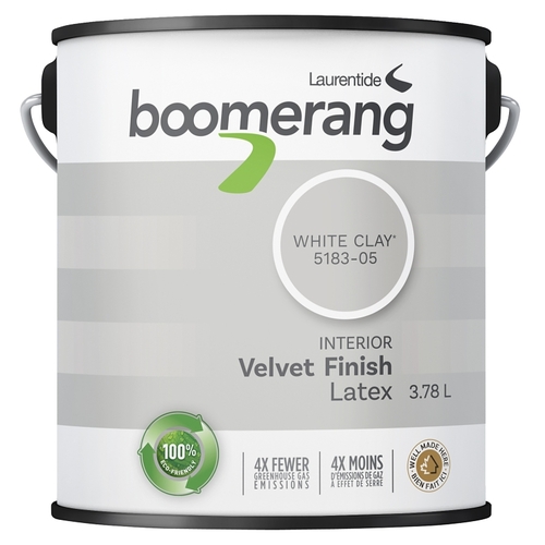 boomerang 5183-05L19 5183 Series Interior Paint, Eggshell Sheen, White Clay, 1 gal, 430 sq-ft Coverage Area