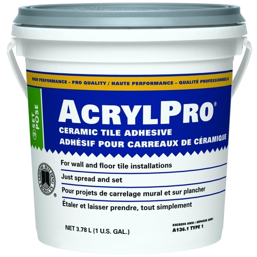 ARL40001-2 Ceramic Tile Adhesive, White, 1 gal Pail