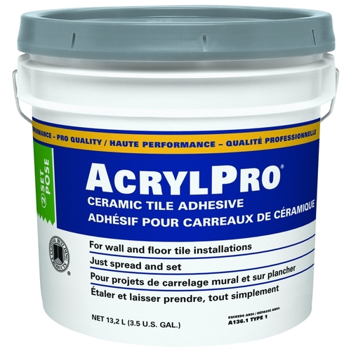 CUSTOM BUILDING PRODUCTS, INC. CARL40003 AcrylPro Professional Tile Adhesive, White, 13.25 L Pail