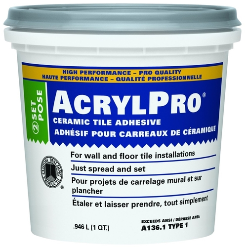 AcrylPro Professional Tile Adhesive, White, 0.946 L Pail
