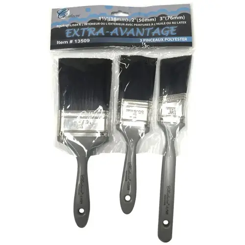 Paint Brush Set, Angular, 3-Brush Black