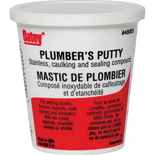 Plumbers Putty, Solid, Off-White, 414 mL Plastic Container