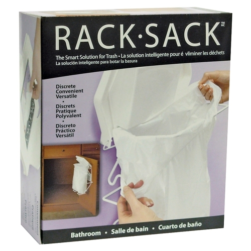 Polyethics 50120 Rack Sack Waste Basket, Clear/White