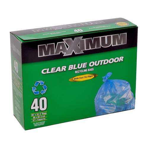 MAXIMUM 26040 Recycling Bag, Clear Blue - pack of 40
