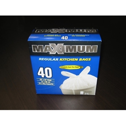 MAXIMUM Garbage Bag, Plastic/Virgin Hexene, White - pack of 40