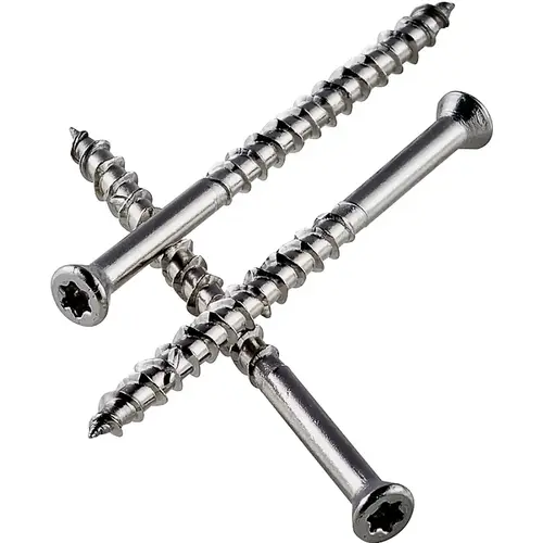 Deck Screw, #10 Thread, 3 in L, Box Thread, Flat Head, 6-Lobe Drive, Steel, Stainless Steel, 1750/PK