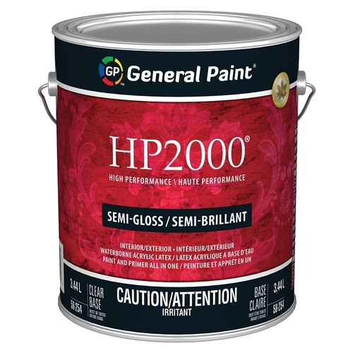 HP2000 58-254-16 Exterior Paint, Semi-Gloss, Clear Base, 1 gal - pack of 4