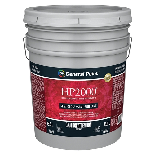 HP2000 58-020-20 Exterior Paint, Semi-Gloss, White, 5 gal Pail